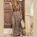Bohemian Floral Print Cotton Dress for Women - Lightweight Casual Summer Wear