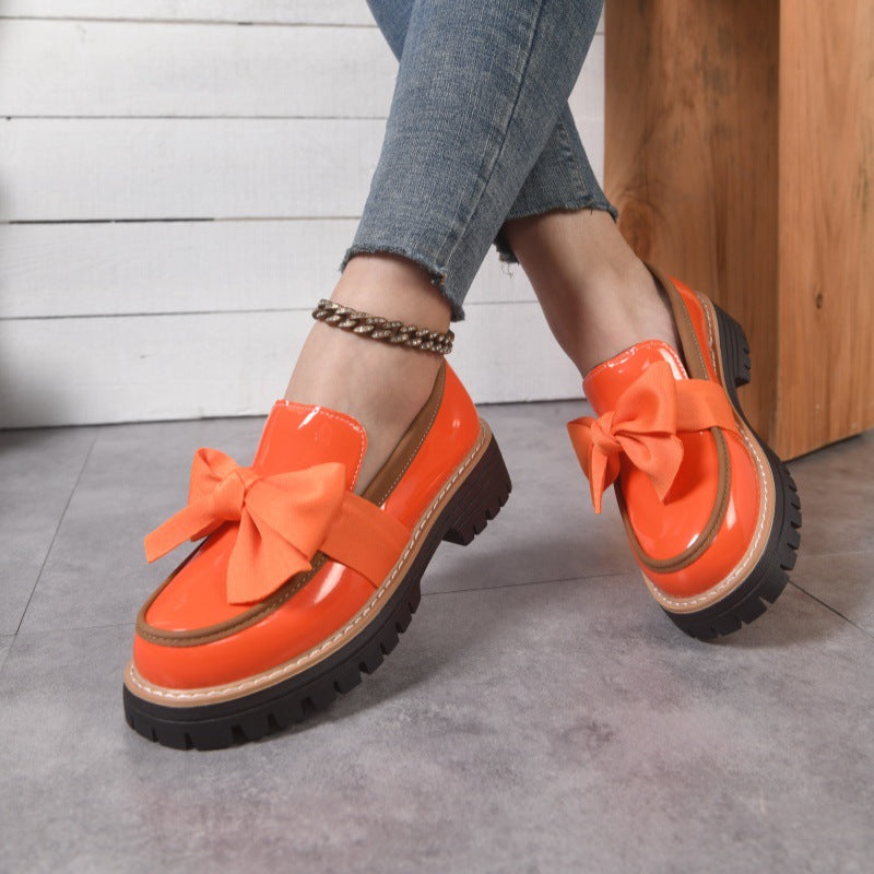 Retro Bowknot Thick-Soled Women's Shoes for Casual Wear