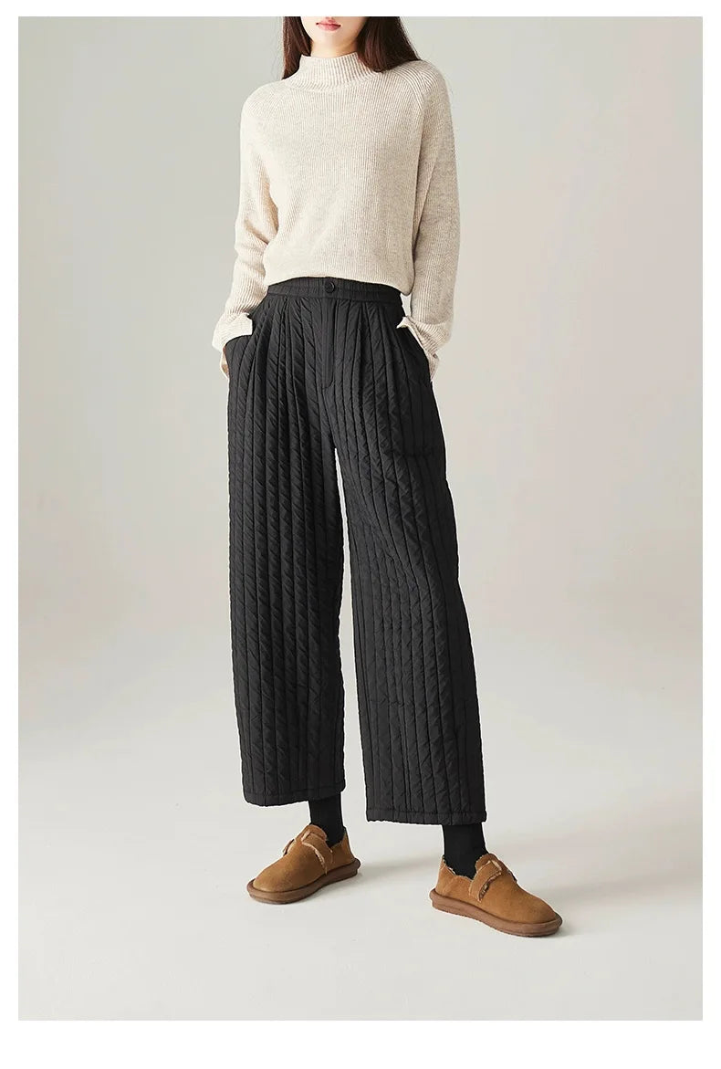 Cotton Wide-Leg Trousers for Women - Comfortable Casual Pants for Daily Wear