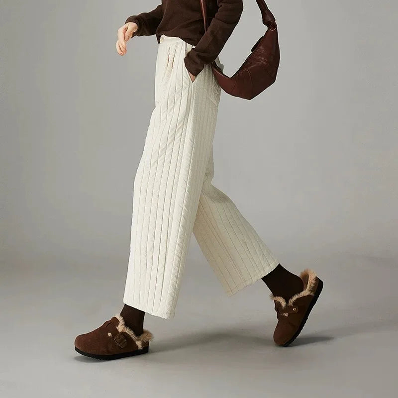 Cotton Wide-Leg Trousers for Women - Comfortable Casual Pants for Daily Wear