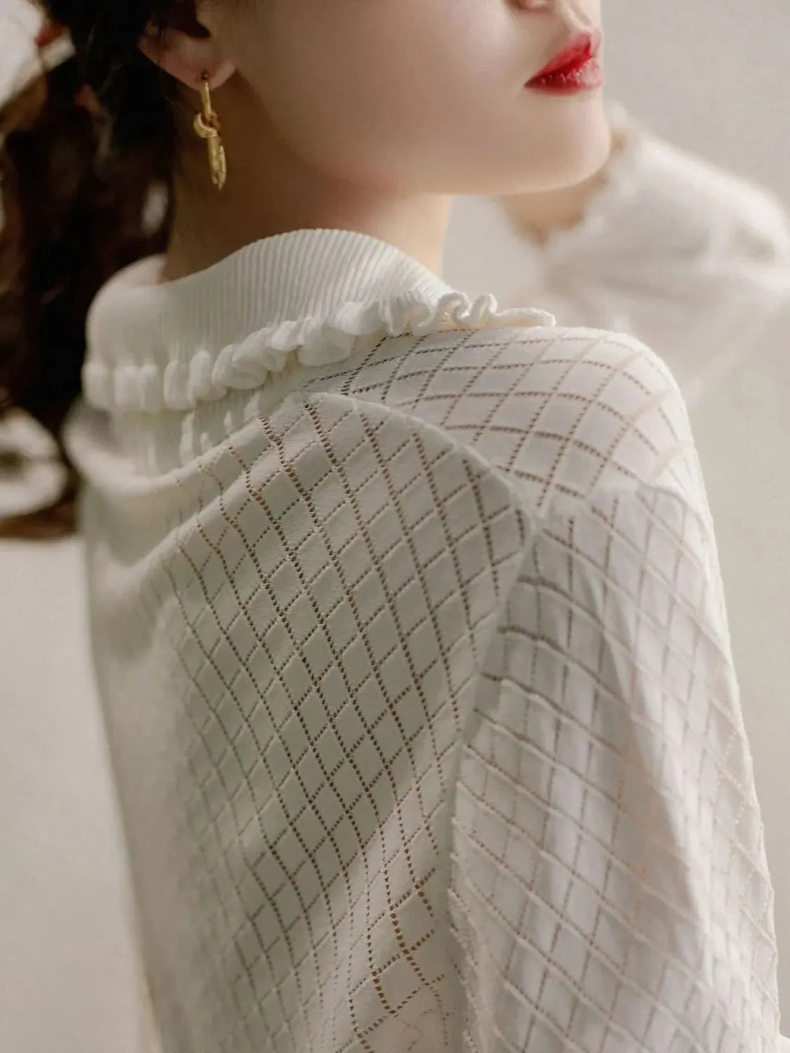 Céleste Diamond Knit Women's Casual Sweater for Everyday Wear