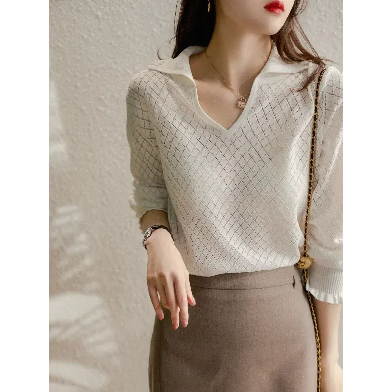 Céleste Diamond Knit Women's Casual Sweater for Everyday Wear