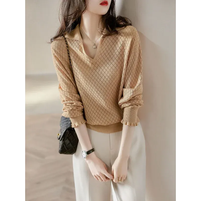 Céleste Diamond Knit Women's Casual Sweater for Everyday Wear