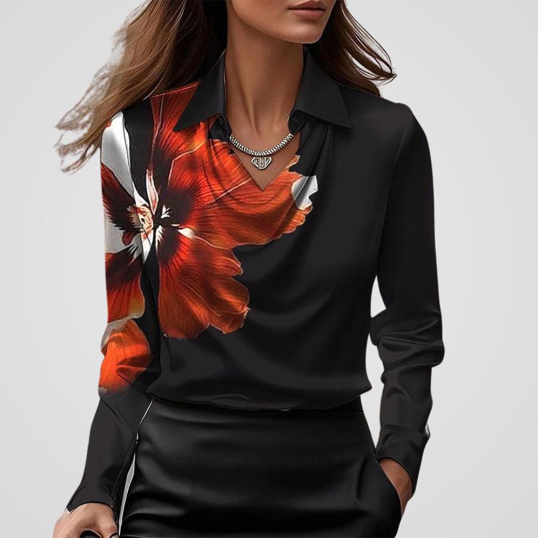 Satin Draped Neck Blouse for Women - Elegant Top for Casual or Formal Wear