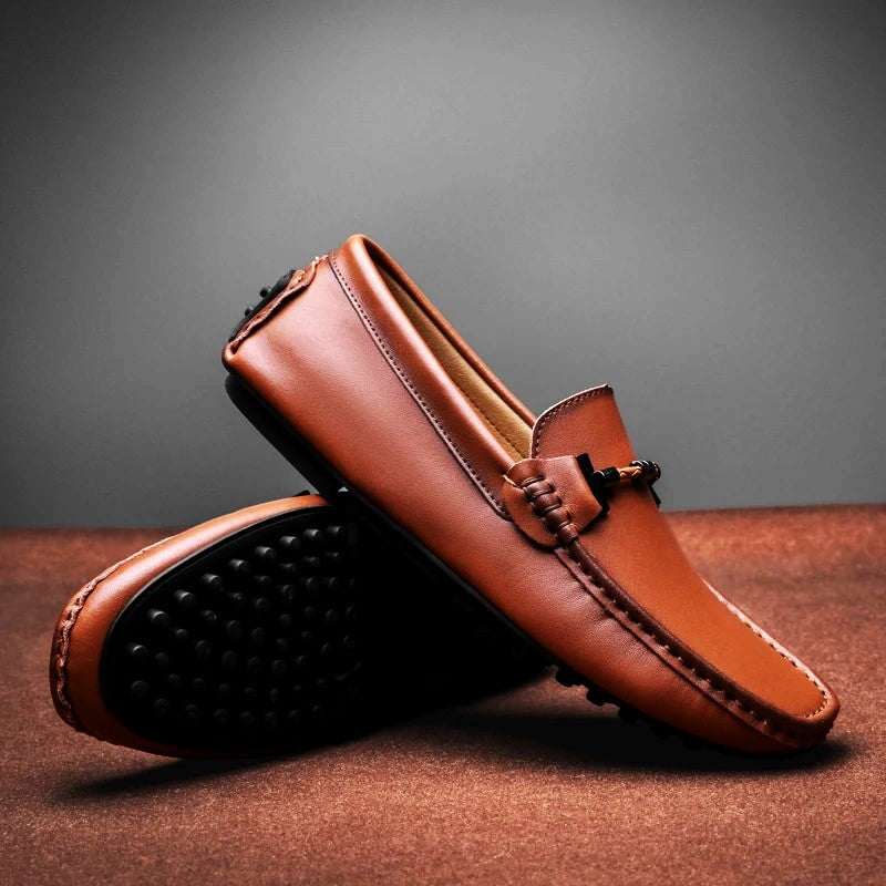 Italian Leather Slip-On Driving Shoes for Men - Casual Everyday Footwear
