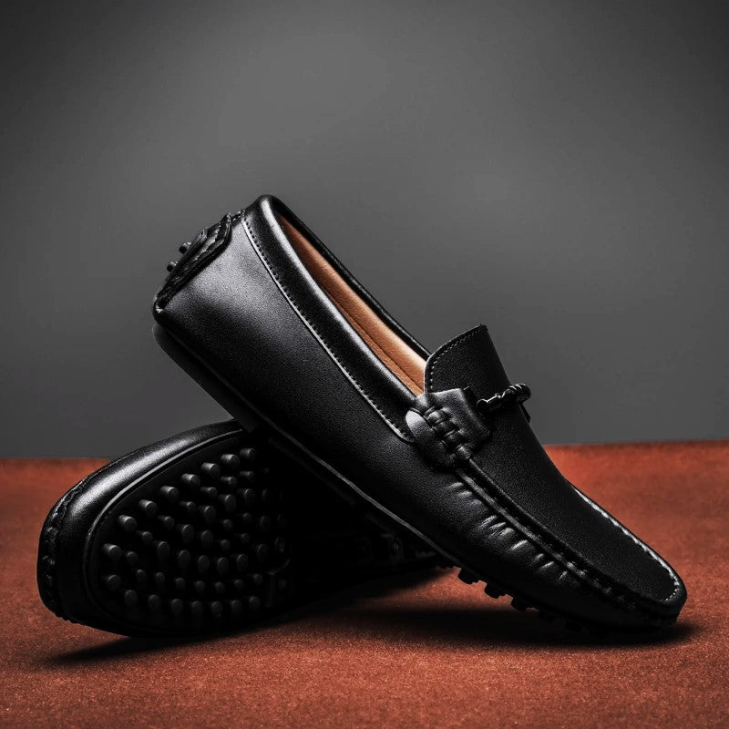 Italian Leather Slip-On Driving Shoes for Men - Casual Everyday Footwear