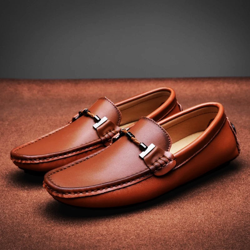 Italian Leather Slip-On Driving Shoes for Men - Casual Everyday Footwear