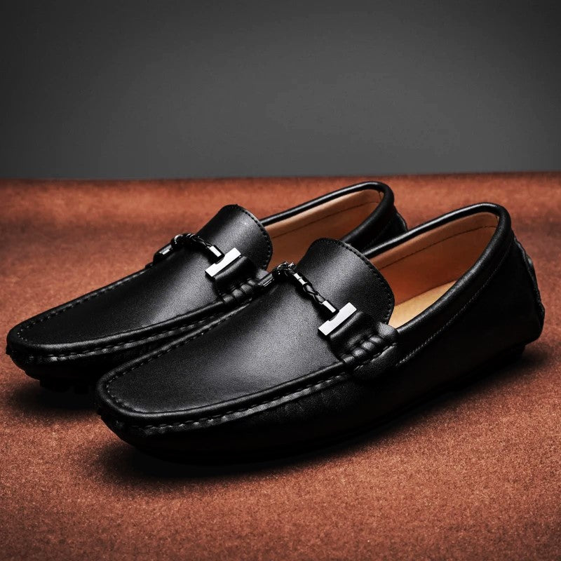 Italian Leather Slip-On Driving Shoes for Men - Casual Everyday Footwear