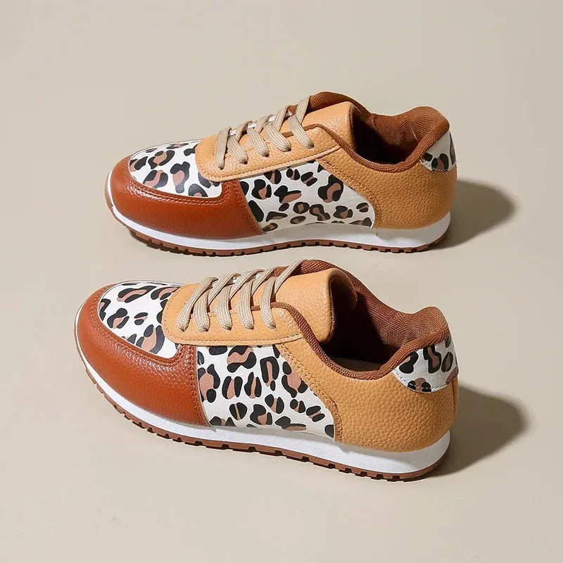 Leopard Print Lightweight Breathable Running Shoes for Women - Daily Fitness Sneakers