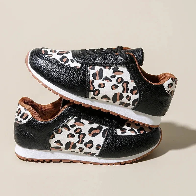 Leopard Print Lightweight Breathable Running Shoes for Women - Daily Fitness Sneakers