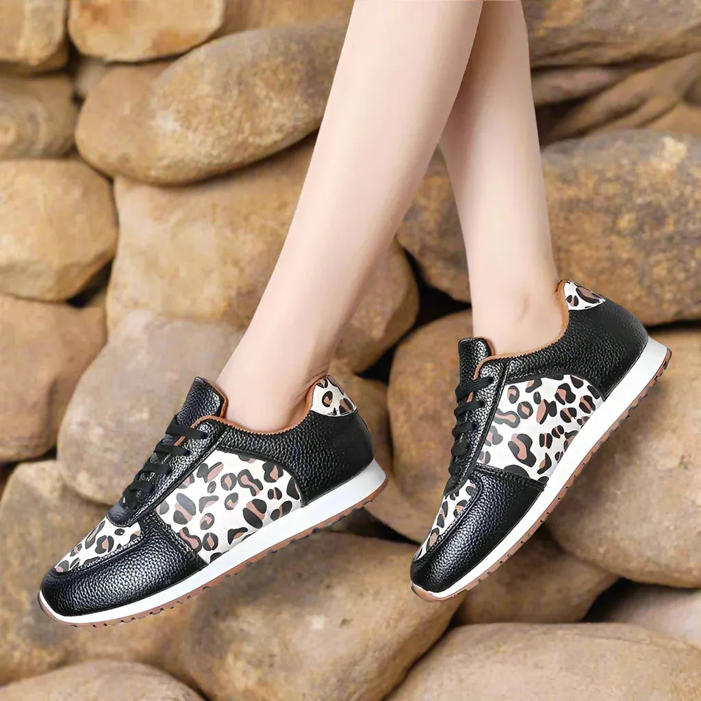 Leopard Print Lightweight Breathable Running Shoes for Women - Daily Fitness Sneakers