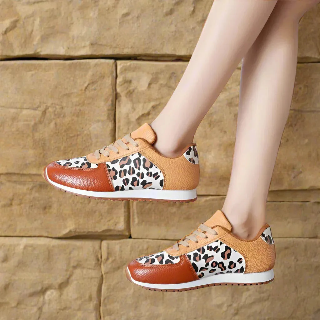 Leopard Print Lightweight Breathable Running Shoes for Women - Daily Fitness Sneakers
