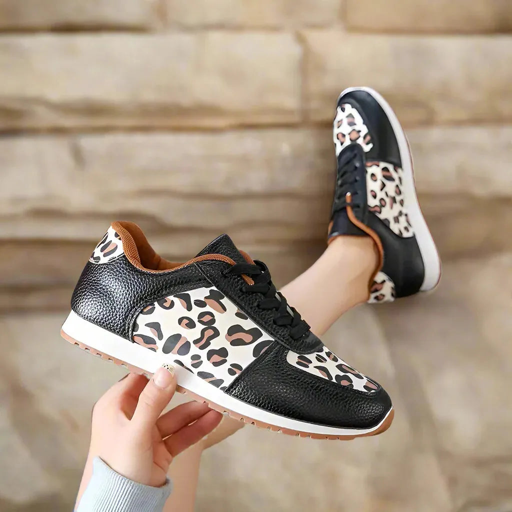 Leopard Print Lightweight Breathable Running Shoes for Women - Daily Fitness Sneakers
