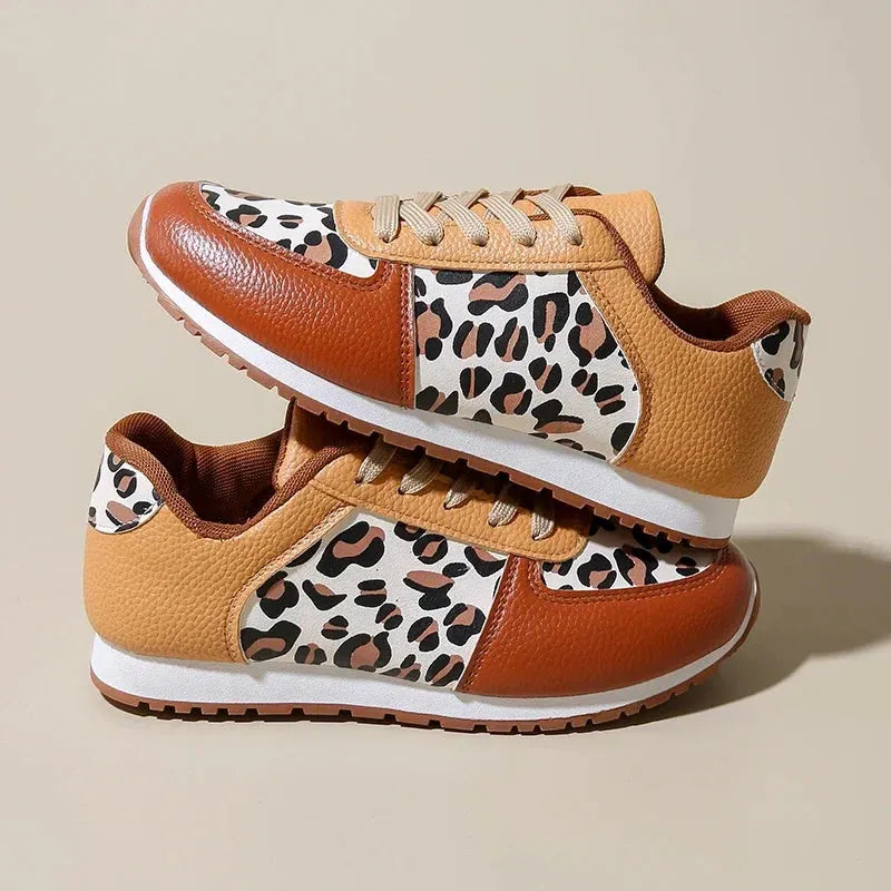 Leopard Print Lightweight Breathable Running Shoes for Women - Daily Fitness Sneakers