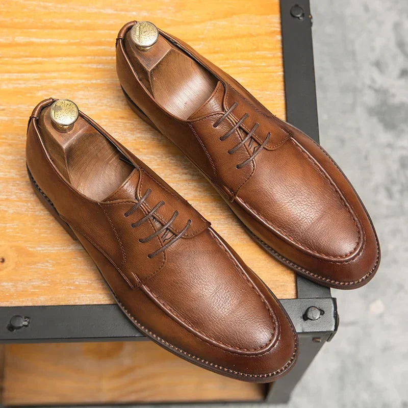 Men's Leather Oxford Shoes - Classic Formal Dress Footwear for Business Wear