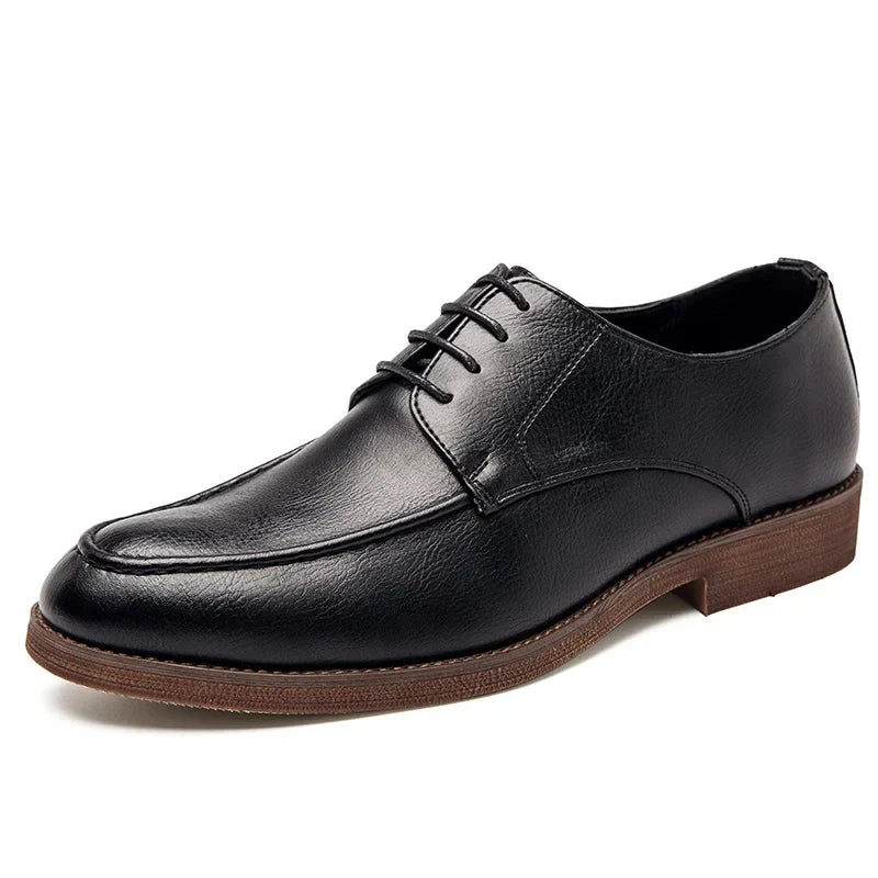 Men's Leather Oxford Shoes - Classic Formal Dress Footwear for Business Wear