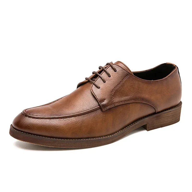 Men's Leather Oxford Shoes - Classic Formal Dress Footwear for Business Wear