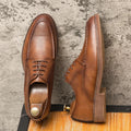 Men's Leather Oxford Shoes - Classic Formal Dress Footwear for Business Wear