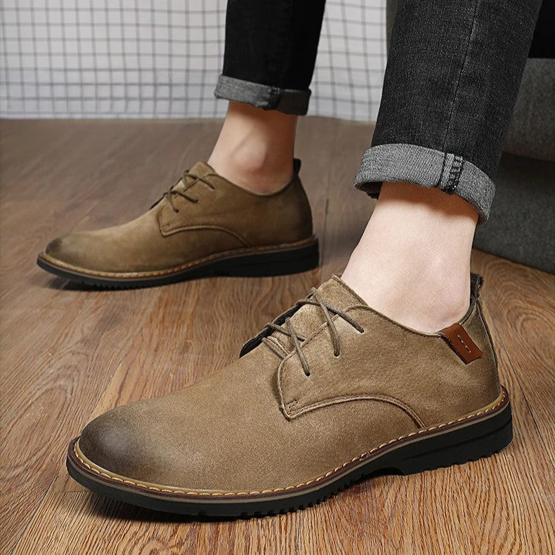 Men's Leather Oxford Shoes - Classic Formal Dress Footwear for Business Events