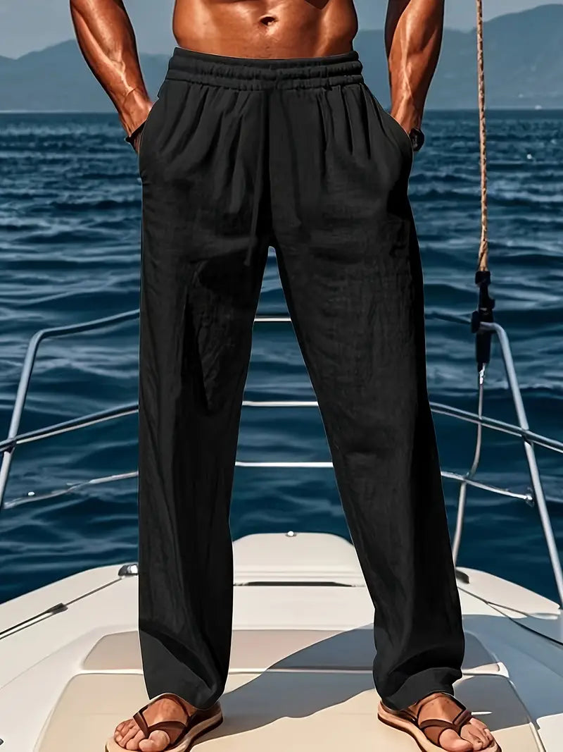 Men's Linen Trousers - Airy Loose Fit for Casual Summer Wear