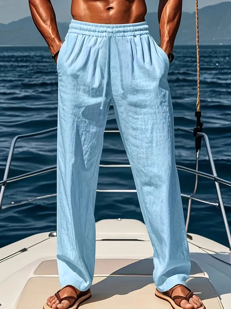 Men's Linen Trousers - Airy Loose Fit for Casual Summer Wear