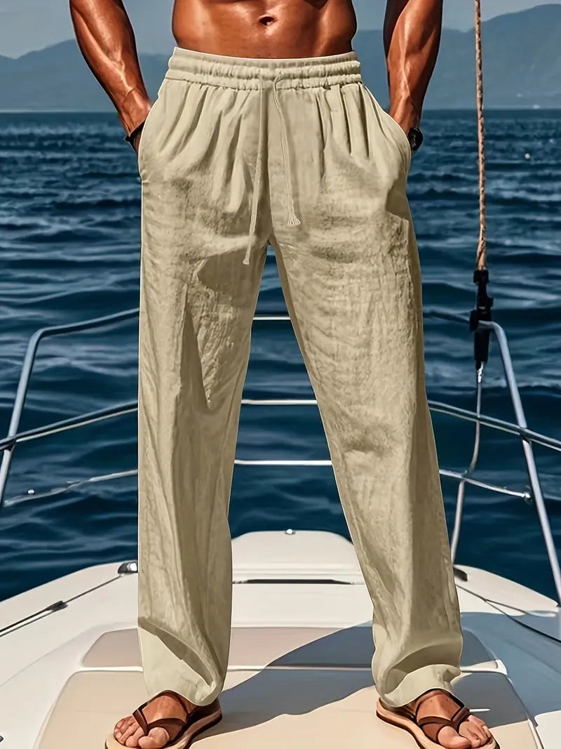 Men's Linen Trousers - Airy Loose Fit for Casual Summer Wear