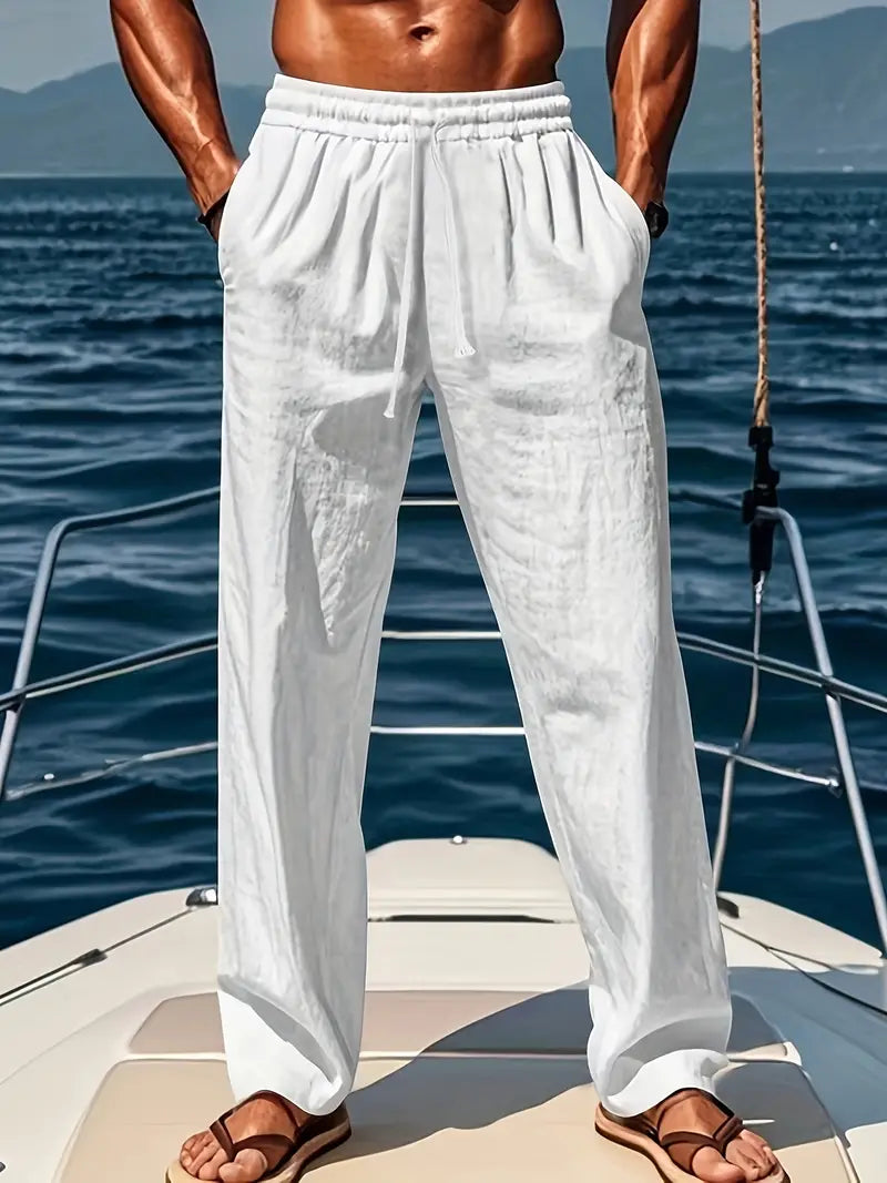 Men's Linen Trousers - Airy Loose Fit for Casual Summer Wear