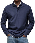 Men's Long-Sleeve Polo Shirt - Button Placket, Fold-Down Collar, Casual Wear