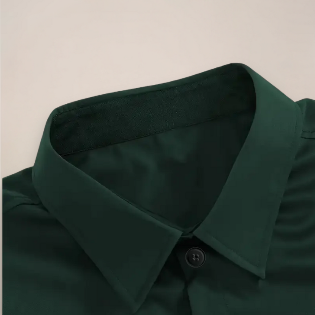 Men's Long-Sleeve Notched Collar Shirt - Casual Cotton Dress Shirt