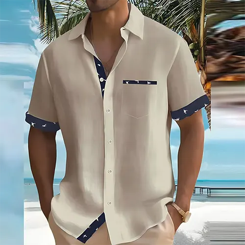 Men's Breathable Short Sleeve Summer Shirt - Lightweight Casual Wear