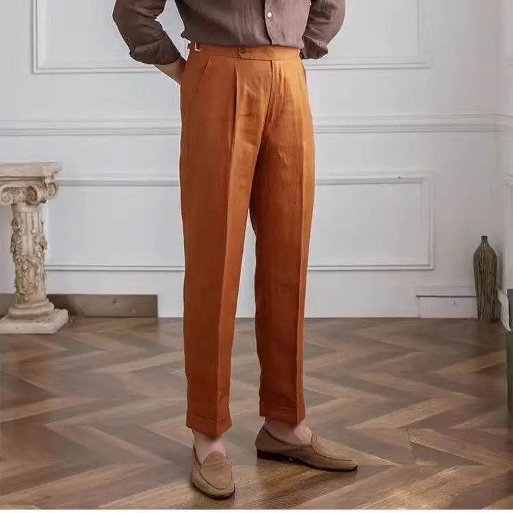 Linen Trousers for Men - Casual Lightweight Pants for Summer Wear