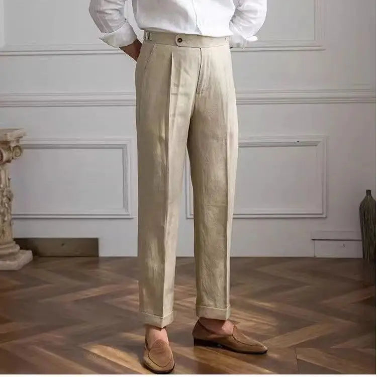 Linen Trousers for Men - Casual Lightweight Pants for Summer Wear