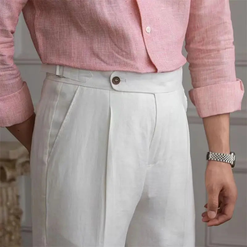 Linen Trousers for Men - Casual Lightweight Pants for Summer Wear