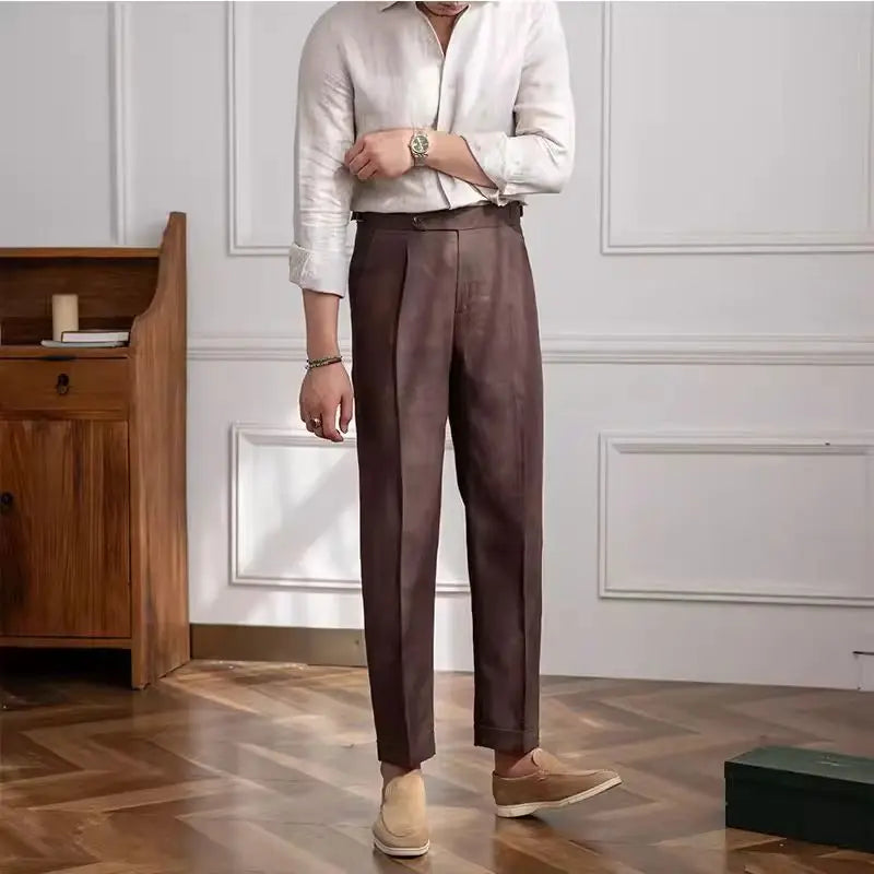 Linen Trousers for Men - Casual Lightweight Pants for Summer Wear