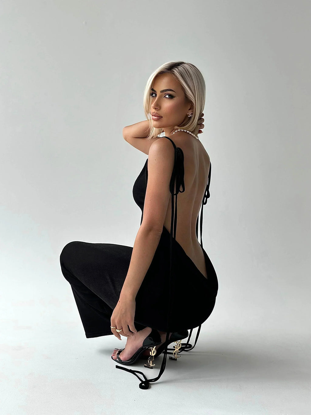 Open Back Maxi Dress for Women - Lightweight Summer Evening Wear with Thin Straps