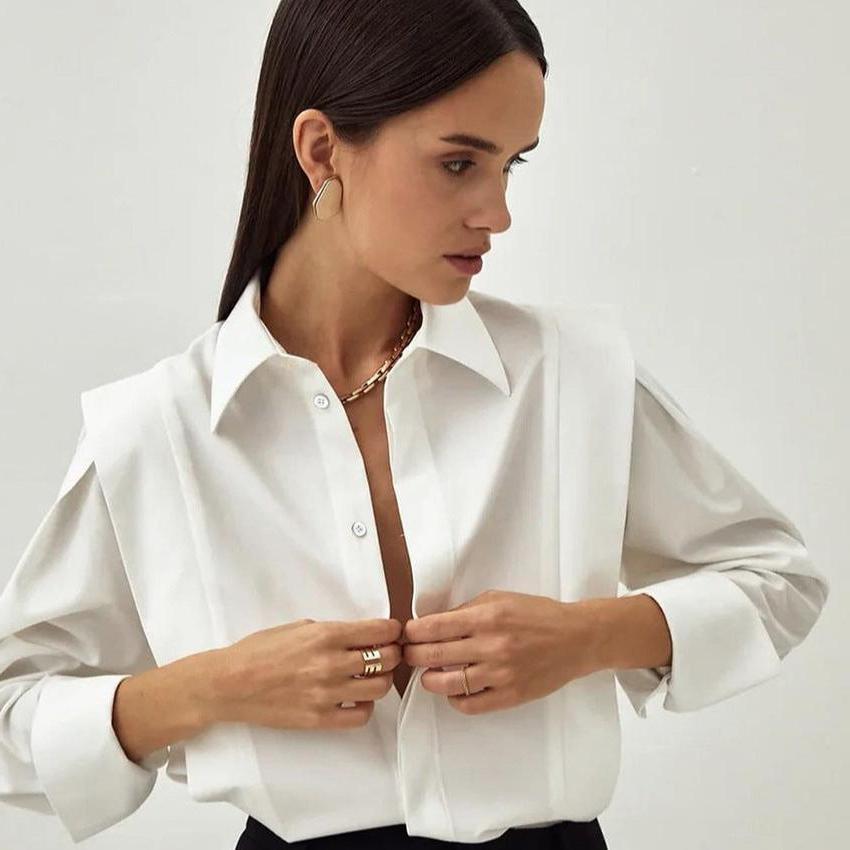 Organic Cotton Women's Blouse - Classic Formal Top for Office and Events