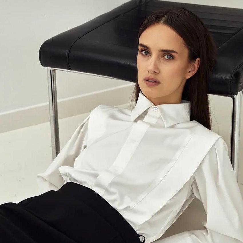 Organic Cotton Women's Blouse - Classic Formal Top for Office and Events