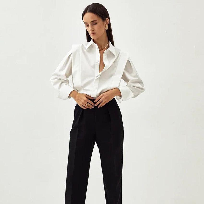 Organic Cotton Women's Blouse - Classic Formal Top for Office and Events
