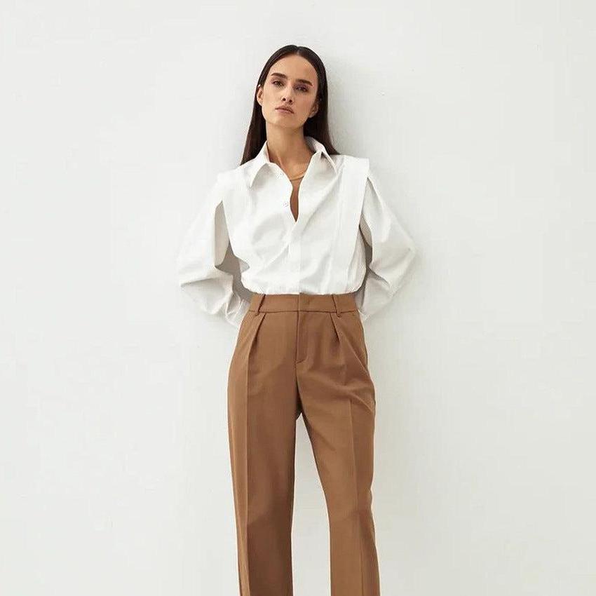 Organic Cotton Women's Blouse - Classic Formal Top for Office and Events