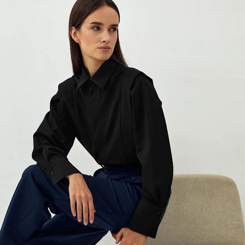 Organic Cotton Women's Blouse - Classic Formal Top for Office and Events