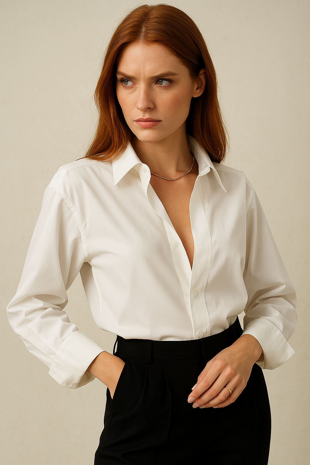 Organic Cotton Women's Blouse - Classic Formal Top for Office and Events