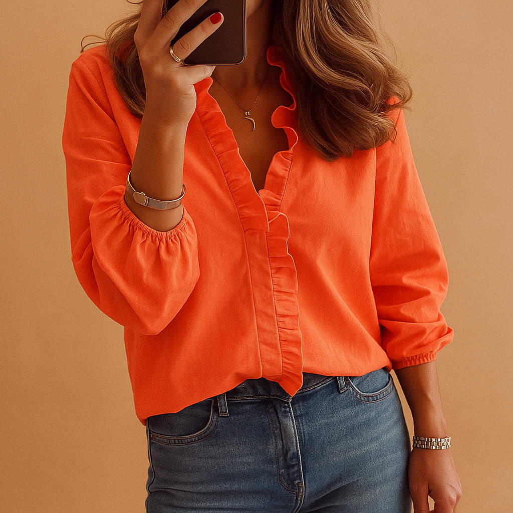 Ruffled Lightweight Women's Blouse for Work and Casual Wear