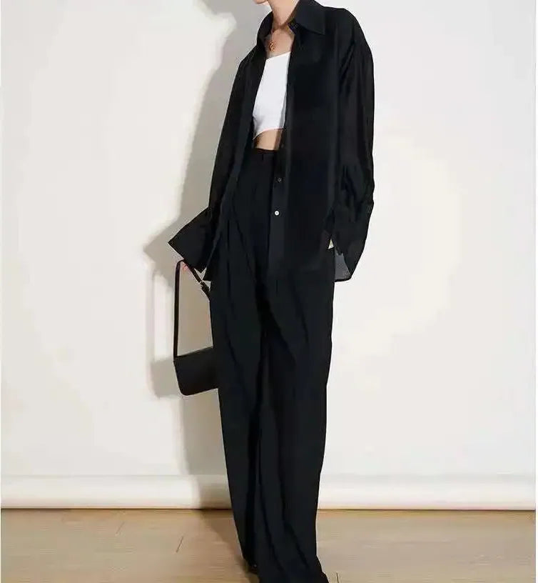 Silk Poplin Blouse - Lightweight Flowing Design for Casual or Office Wear