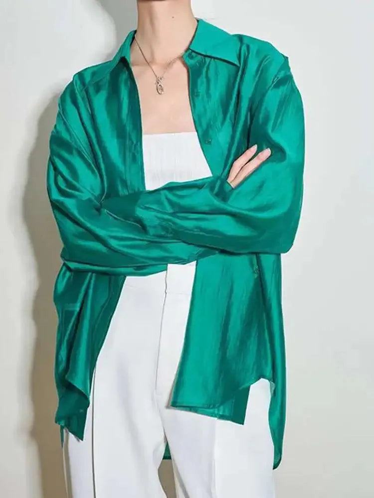 Silk Poplin Blouse - Lightweight Flowing Design for Casual or Office Wear