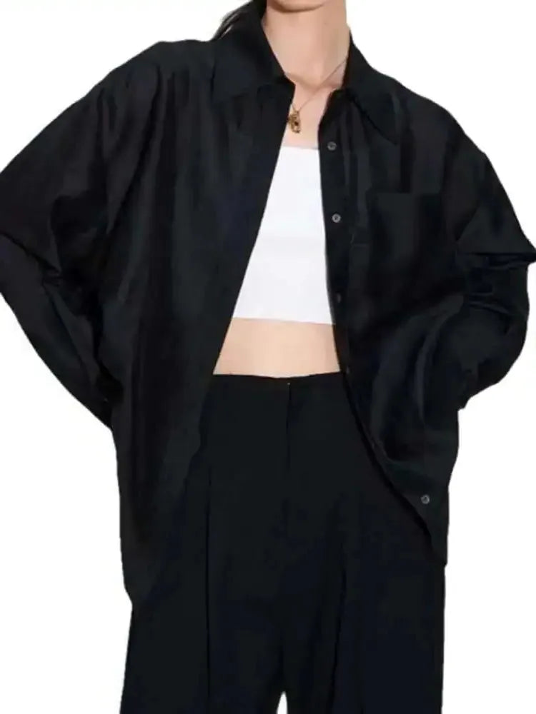 Silk Poplin Blouse - Lightweight Flowing Design for Casual or Office Wear