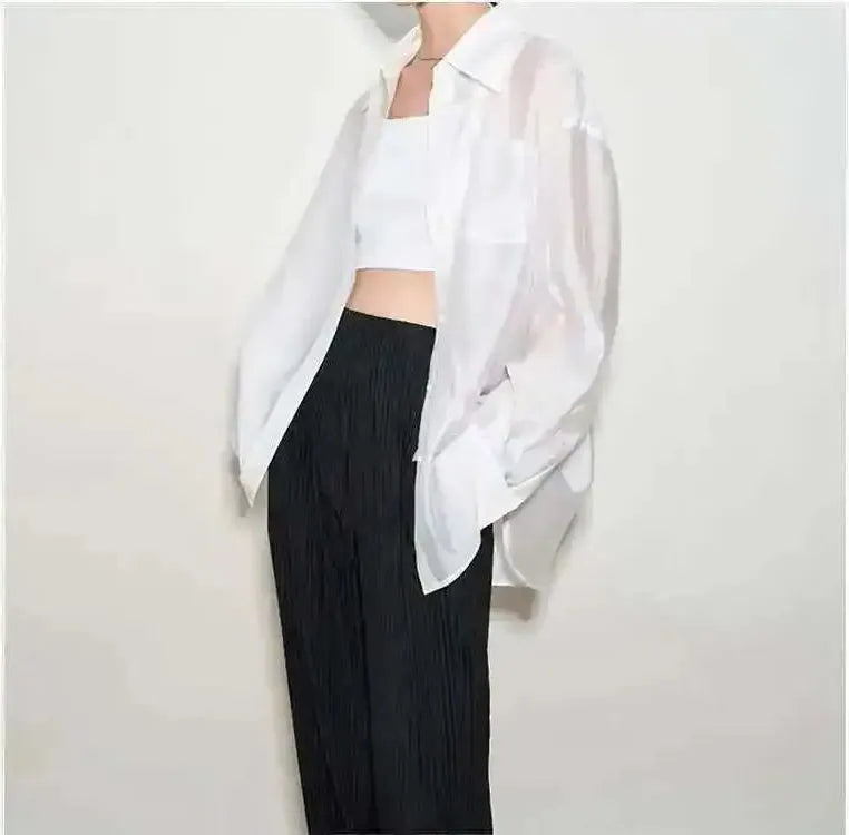 Silk Poplin Blouse - Lightweight Flowing Design for Casual or Office Wear