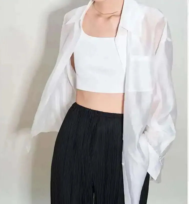 Silk Poplin Blouse - Lightweight Flowing Design for Casual or Office Wear