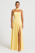 Strapless High Slit Evening Dress - Elegant Gown for Parties and Events