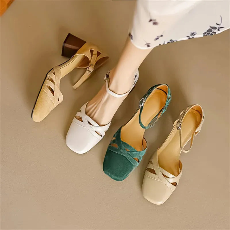 Suede Open-Toe Heeled Sandals for Women - Casual or Dressy Wear