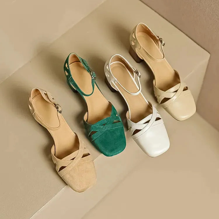Suede Open-Toe Heeled Sandals for Women - Casual or Dressy Wear